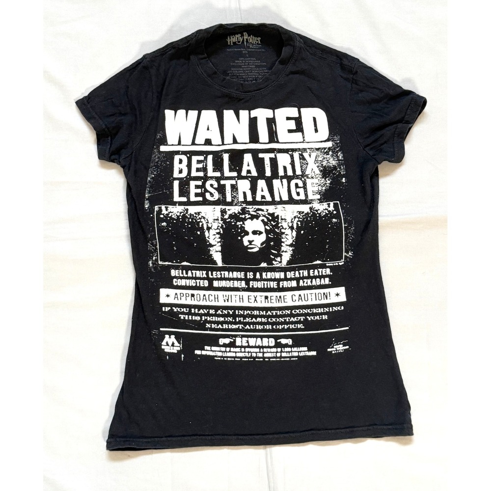 Harry Potter Bellatrix Lestrange Wanted Poster Graphic Tee Black Small S